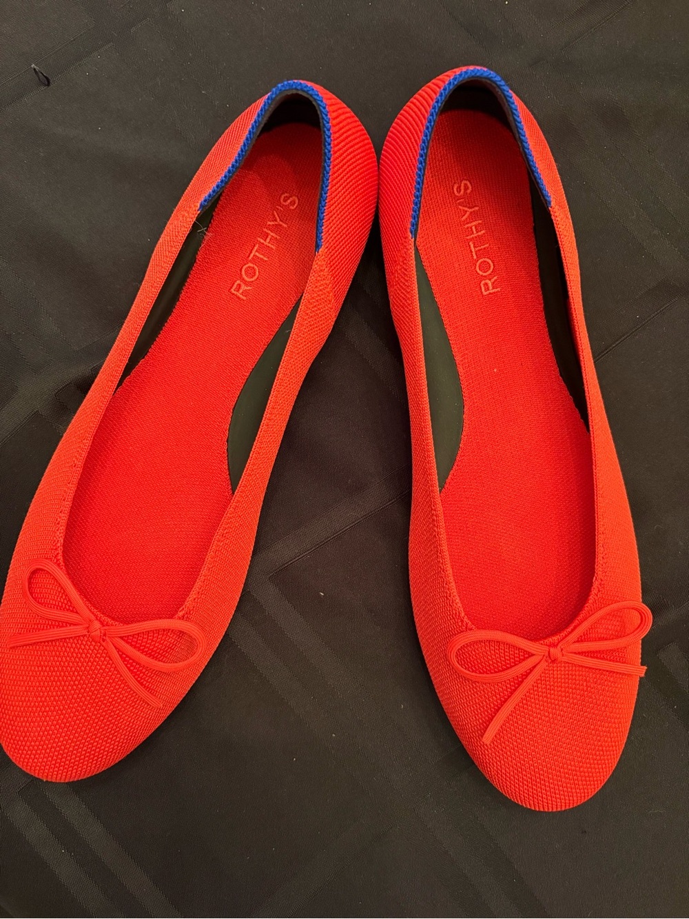 Rothy's Glamour Red Ballet Flats with Bow 12M fits 11 - Picture 2 of 8